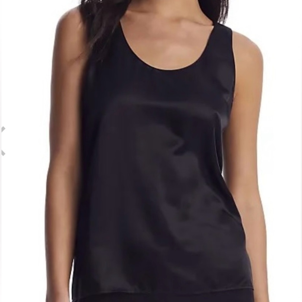 EUC GINIA Black Washable Silk Tank Top AU 14 US 10 Scoop Neck Casual MSRP $149